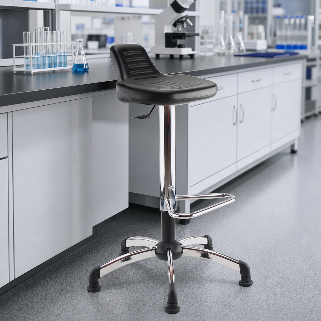 Adjustable Polyurethane Sit Stand Stool with Pads