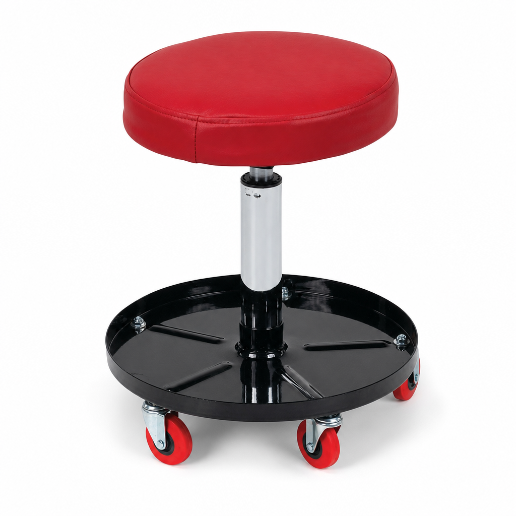 Adjustable PVC Seat Assembly Lab Stool with Foot Rest