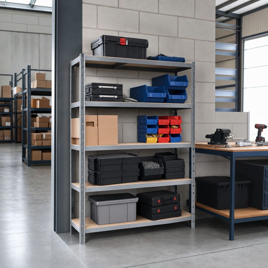 Adjustable Steel Shelving 1800mm High with 5 Shelves
