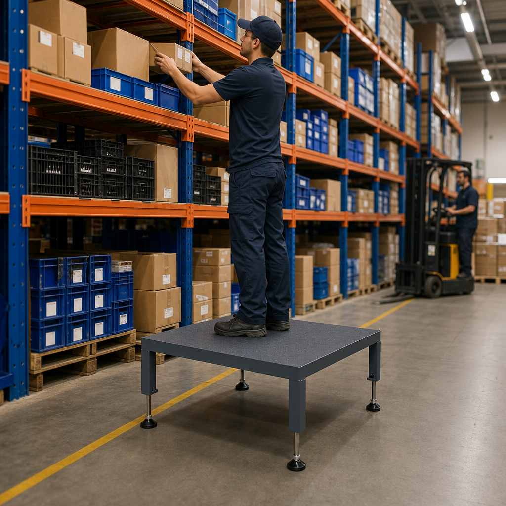 Adjustable Steel Step Stool with Anti-Slip Platform