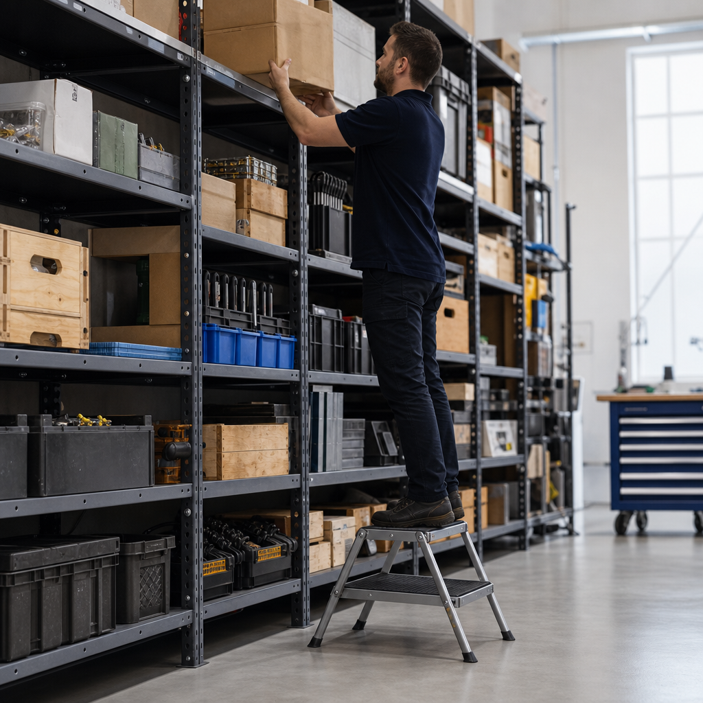 Adjustable Steel Step Stool with Anti-Slip Platform