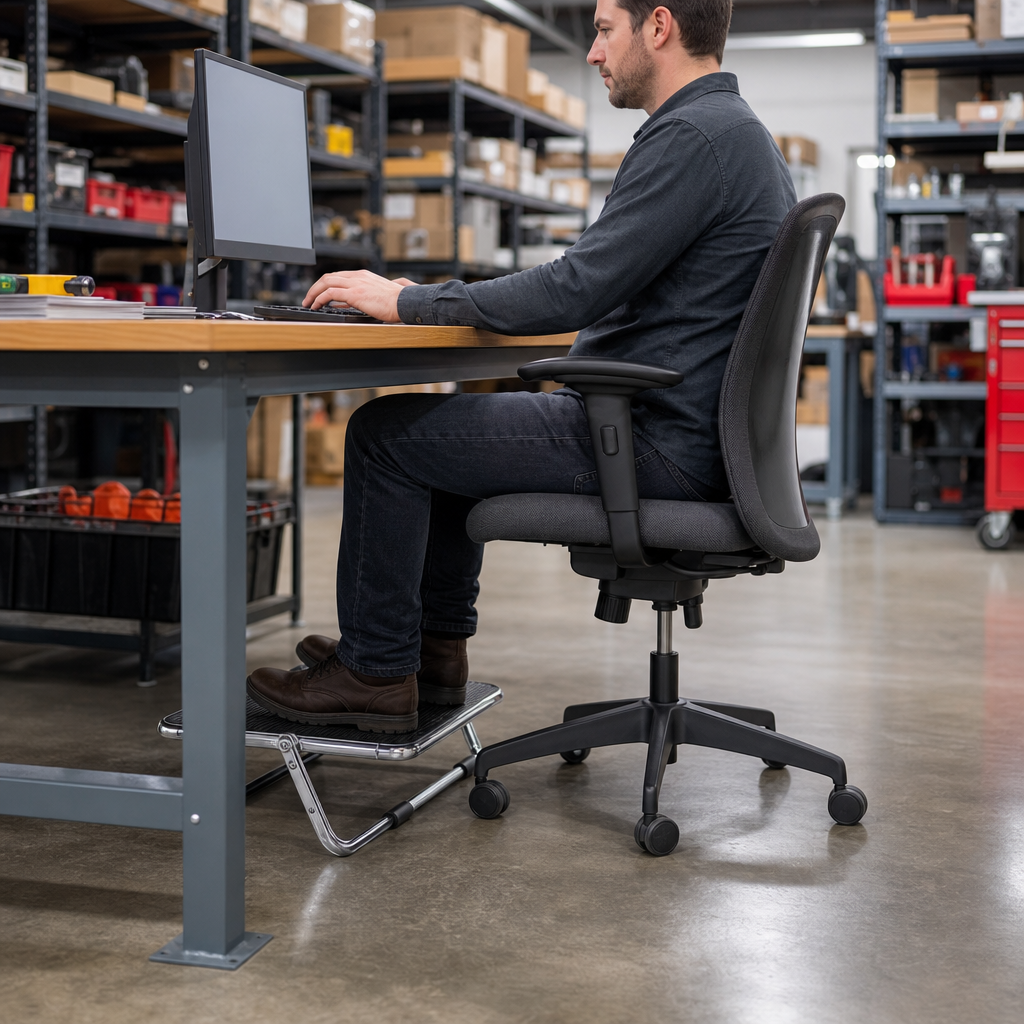 Adjustable Under Desk Footrest with Chrome Frame