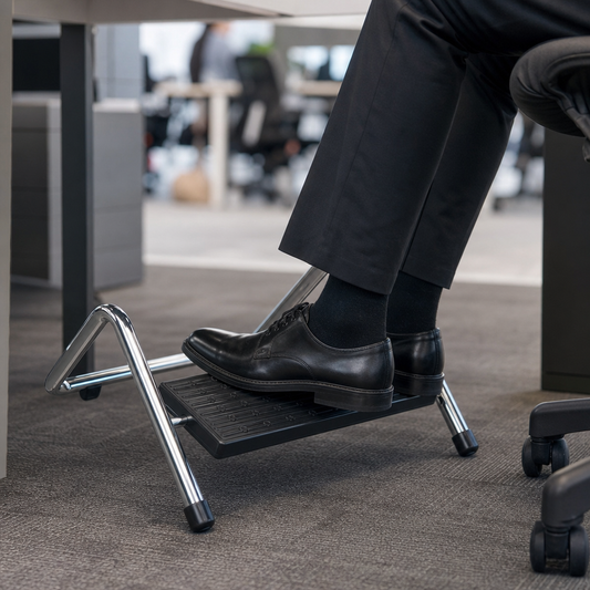 Adjustable Under Desk Footrest with Chrome Frame
