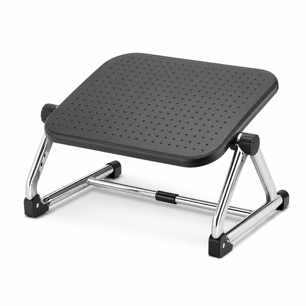 Adjustable Under Desk Footrest with Chrome Frame