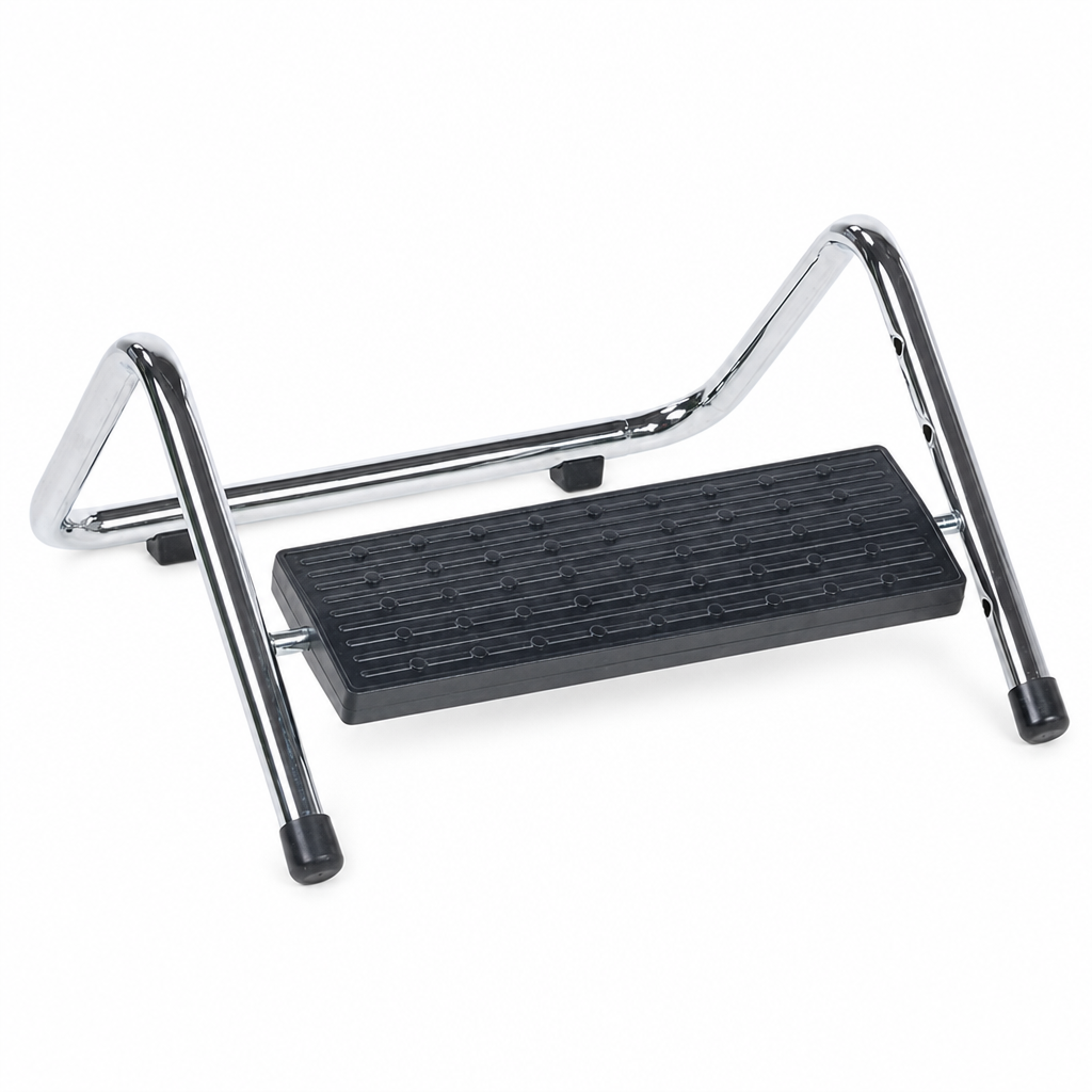 Adjustable Under Desk Footrest with Chrome Frame