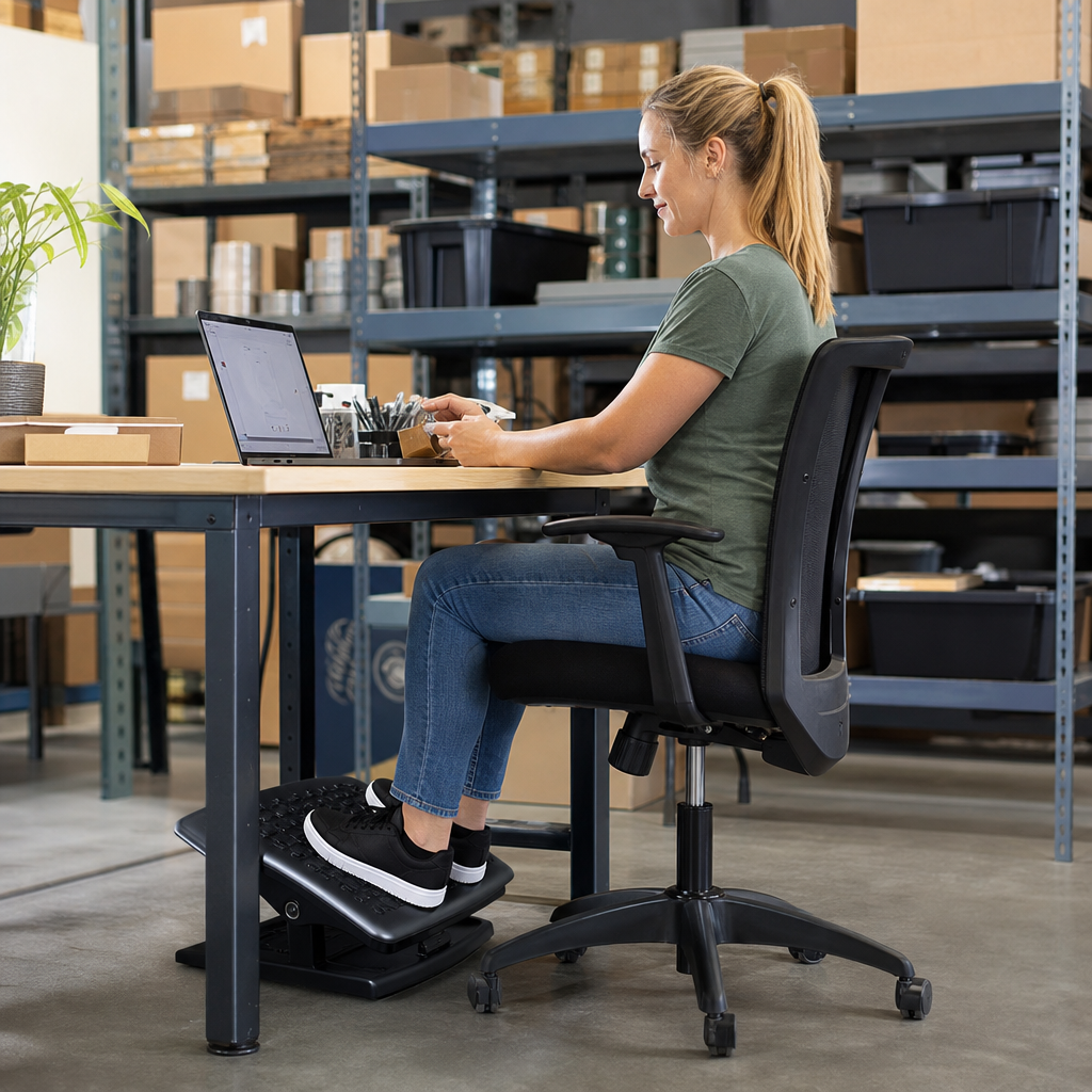 Adjustable Under Desk Footrest with Massaging Surface
