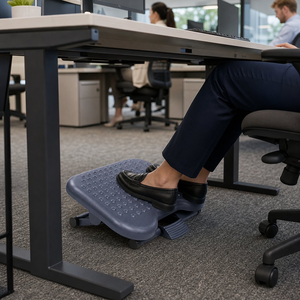 Adjustable Under Desk Footrest with Massaging Surface