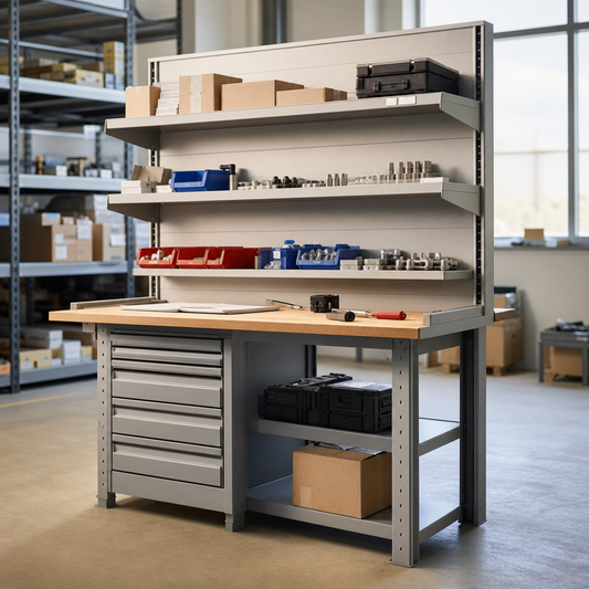 Adjustable Workbench with Drawers and Shelves 830-930 x 2000 x 600mm