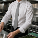 Commercial Waiting Uniform Silver and Black Fine Stripe Tie