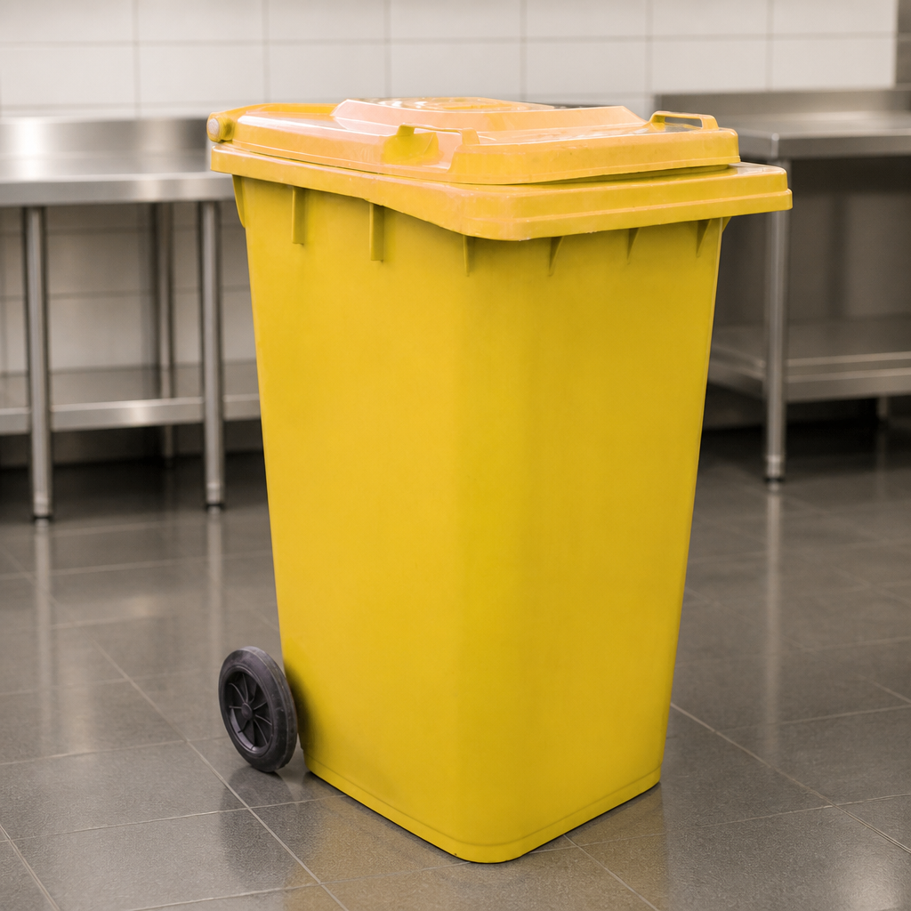 240L Commercial Yellow Wheelie Bin for waste management