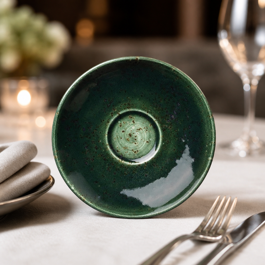 Commercial 12.5cm Burnt Emerald Saucers - 12 Pack