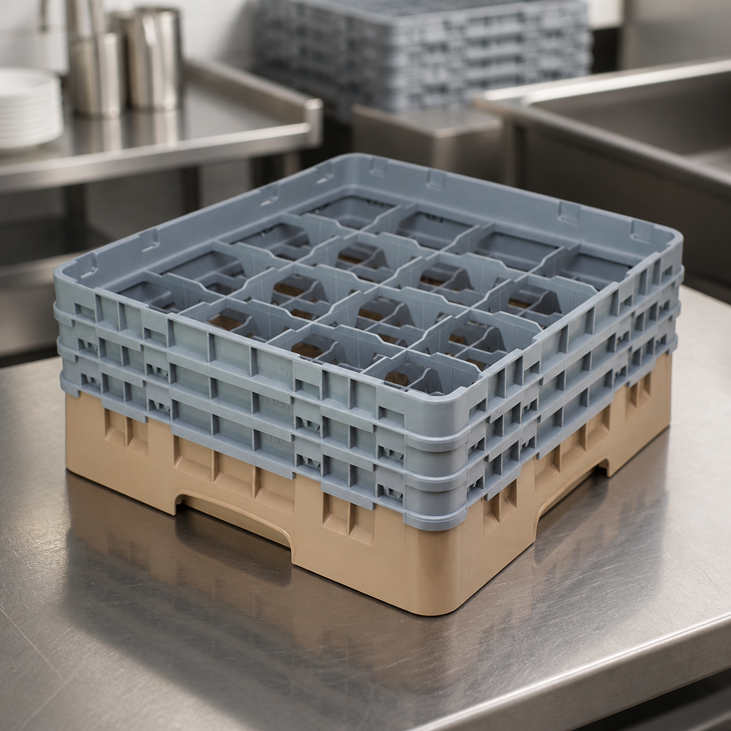 Commercial Dishwasher Rack 16 Compartments Max Glass Height 174mm