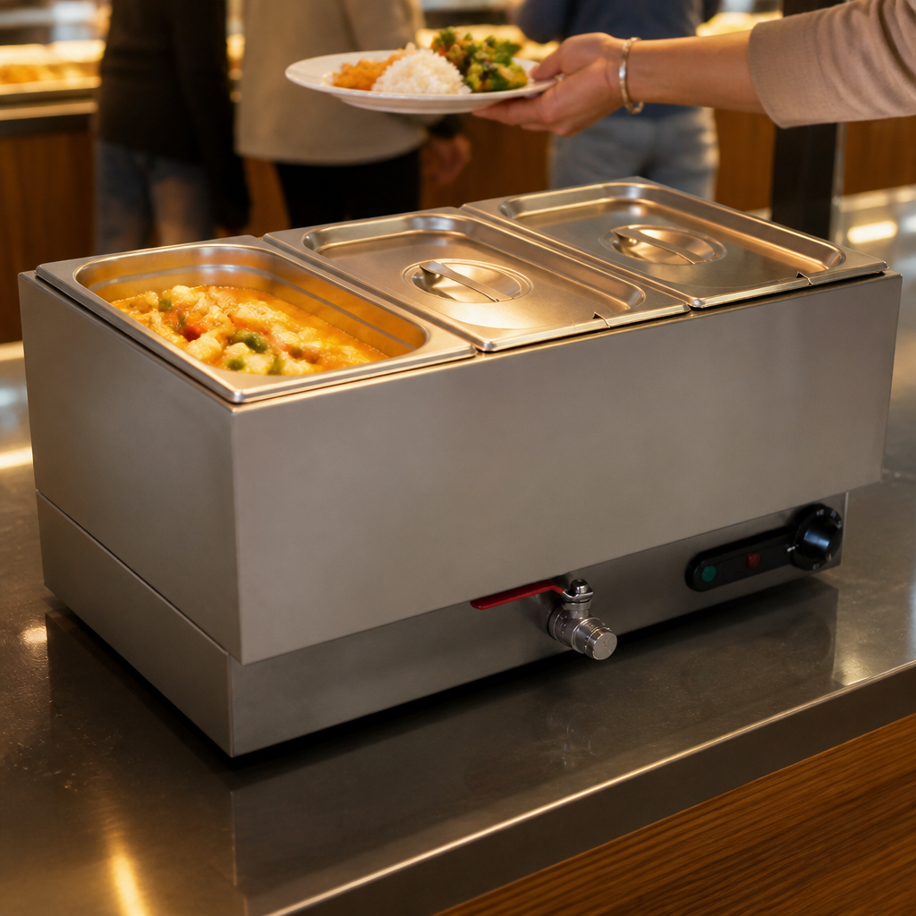 Commercial Wet Heat Bain Marie for Three 1/3 GN Pans