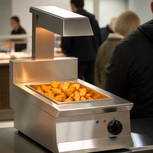 Commercial Chip Scuttle 800mm with heat retention and illumination