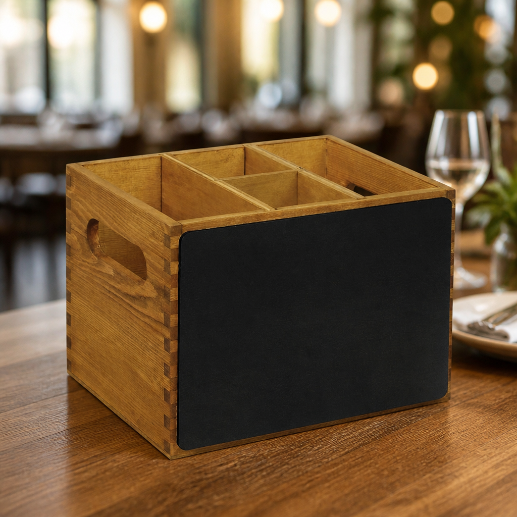 Commercial Condiment Holder with Blackboard and Adjustable Compartments
