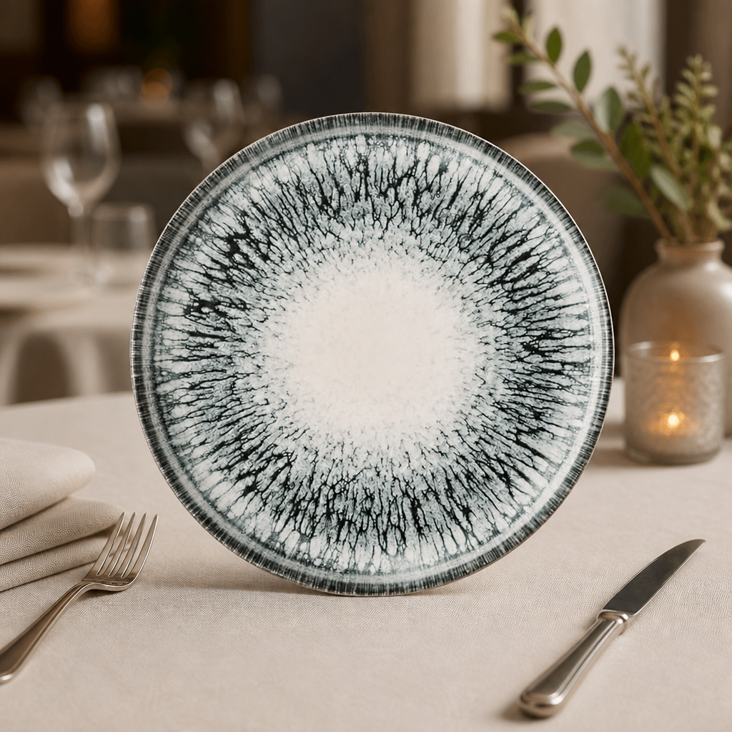 Commercial Walled Plates 157mm in Black - 6 Pack