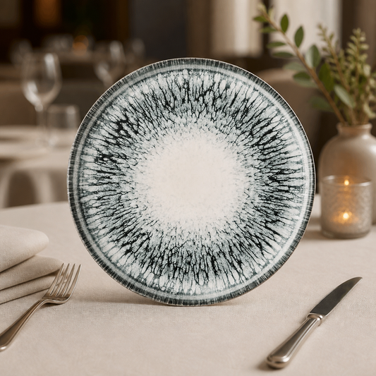 Commercial Walled Plates 157mm in Black - 6 Pack