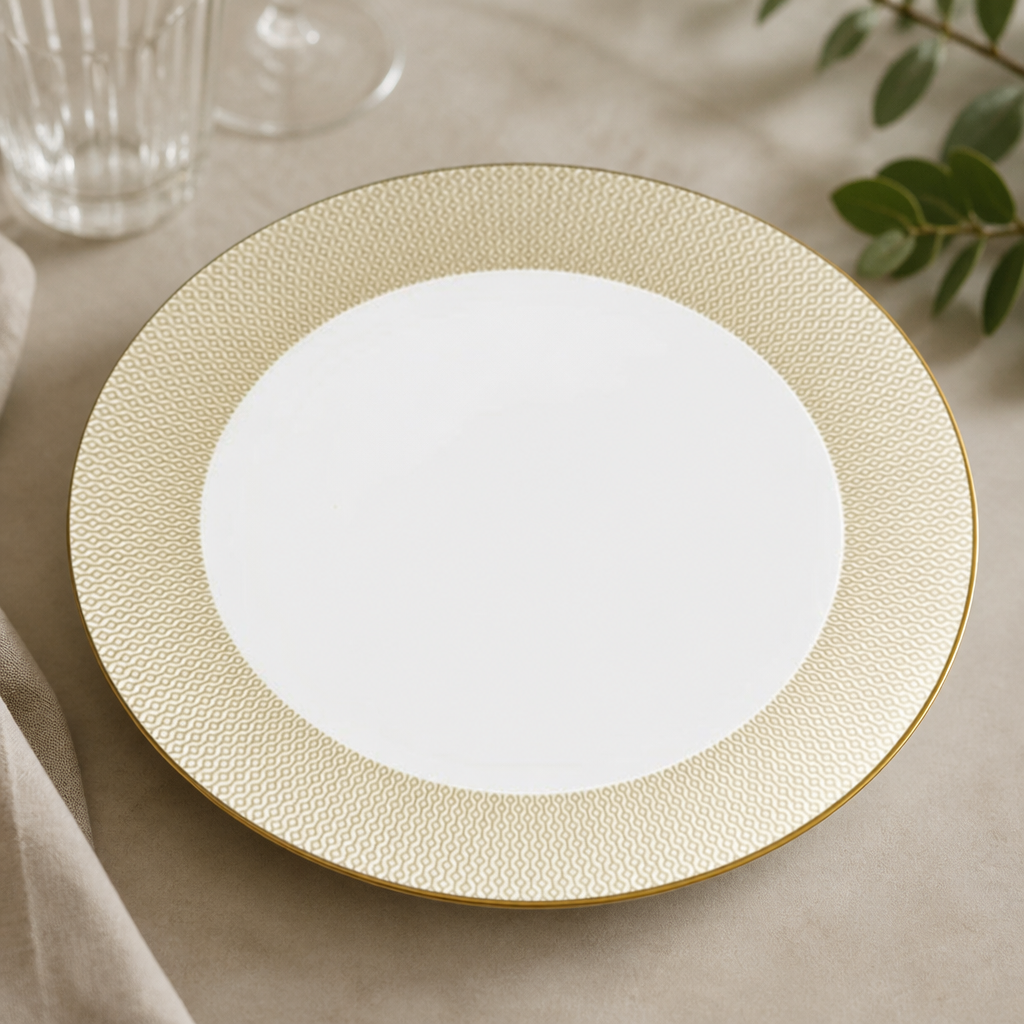 Gold Rim Fine Bone China Coupe Plates 300mm Pack of 6