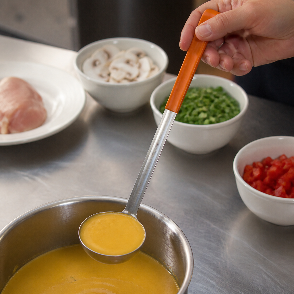 Commercial Heavy Duty Colour Coded Ladle 237ml Orange