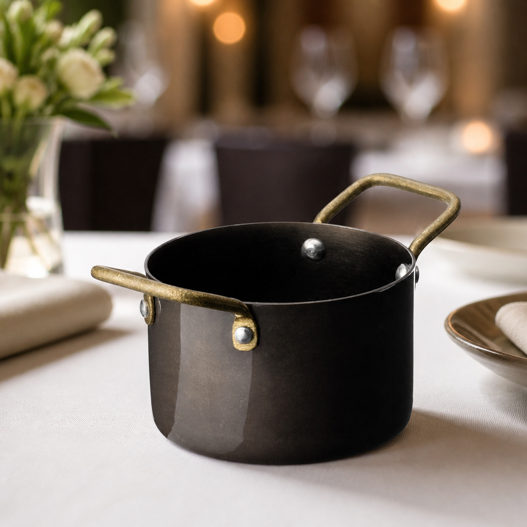 Commercial Mini Casserole Dishes 90mm Black Steel 6 Pack