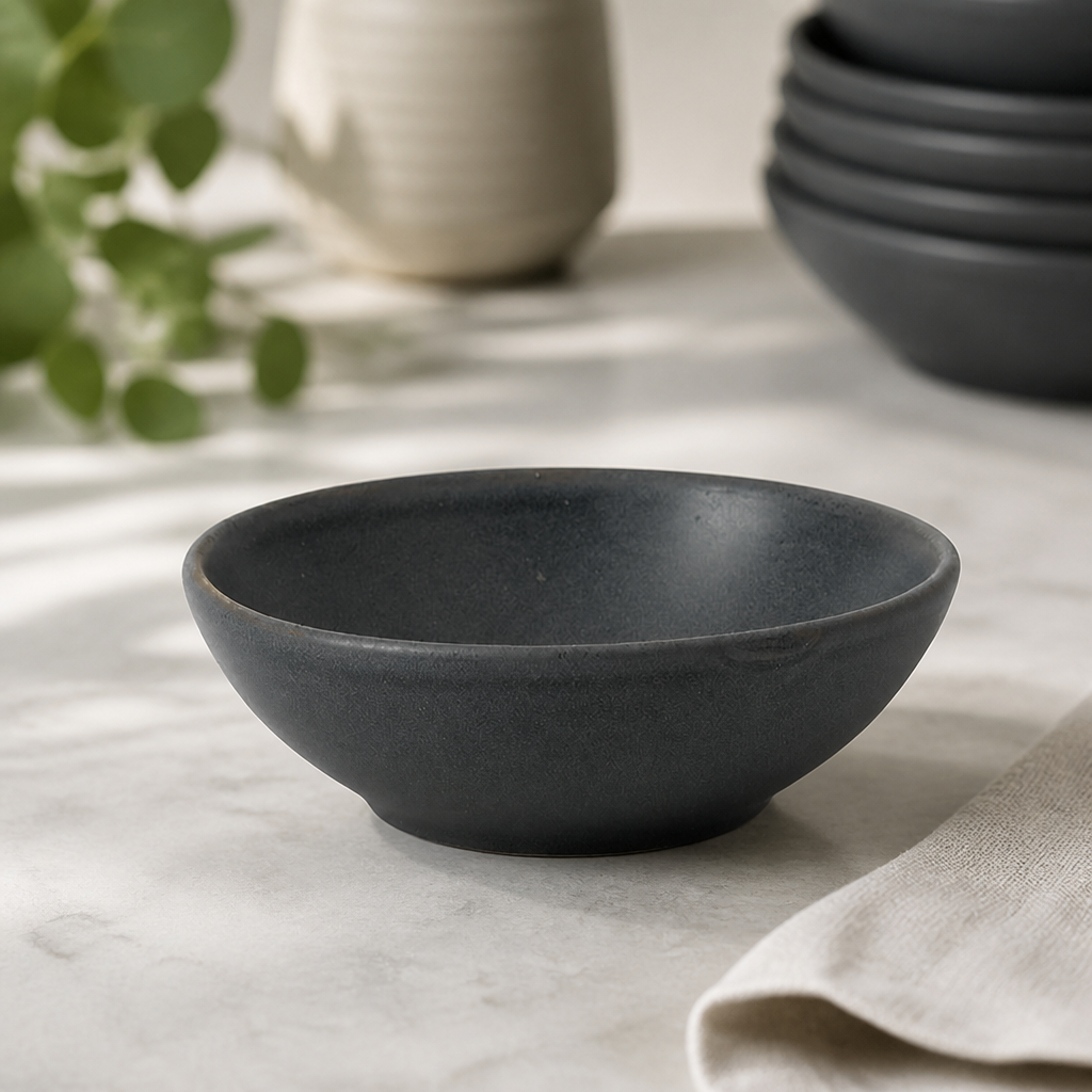 Commercial 7oz Grey Shallow Bowls - 12 Pack Super Vitrified