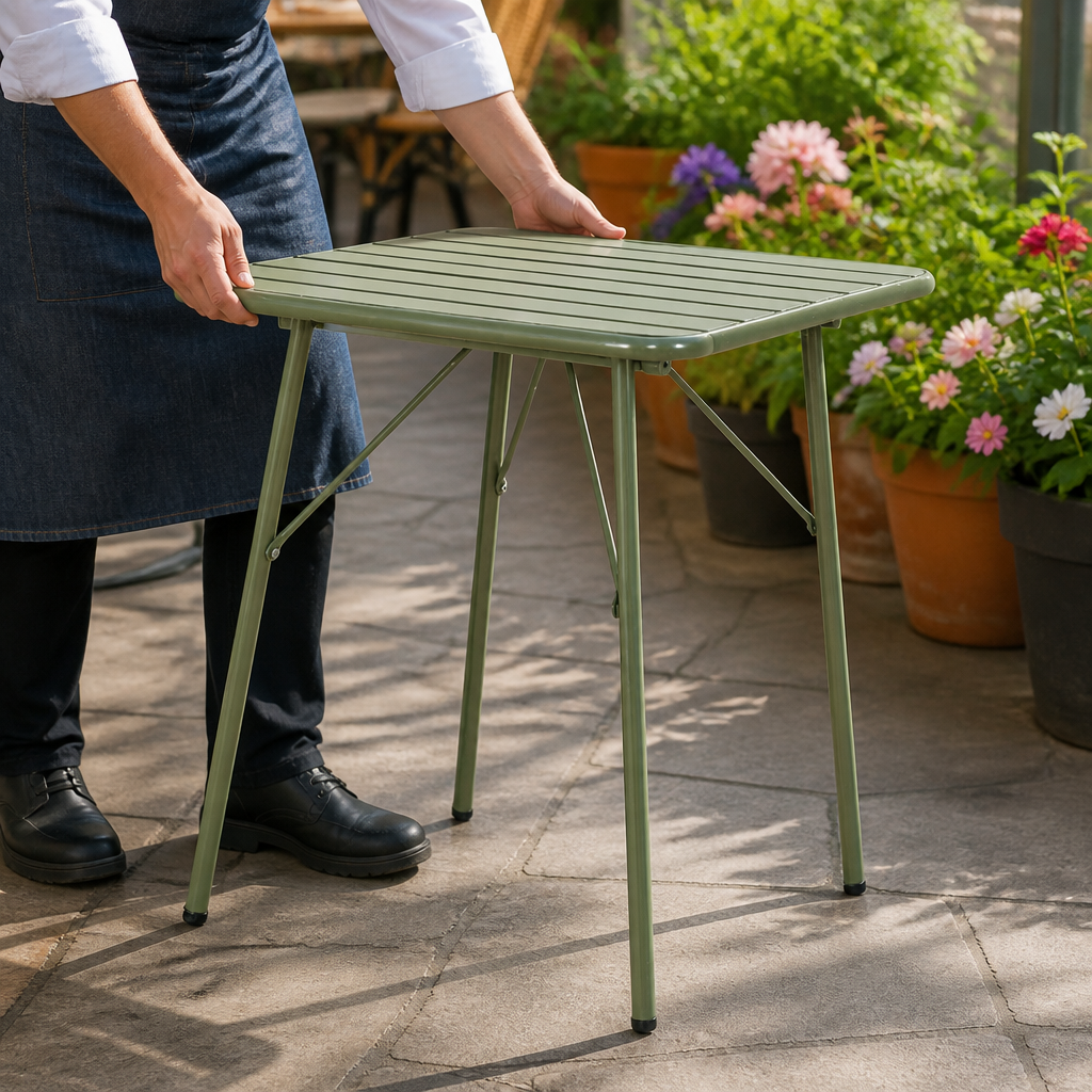Commercial Folding Table 700mm Olive Green Stackable Design