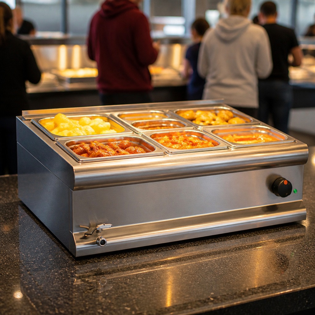 Commercial Bain Marie with 2 x 1/2 and 3 x 1/6 pans