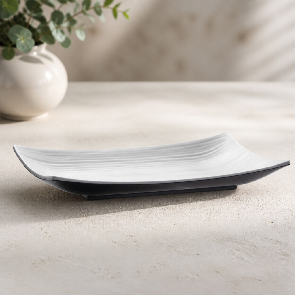 Commercial Melamine Curved Rectangular Platter 11 Inch