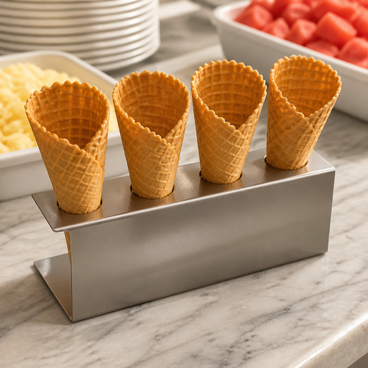 Commercial Ice Cream Cone Holder Stand for 4 Waffle Cones