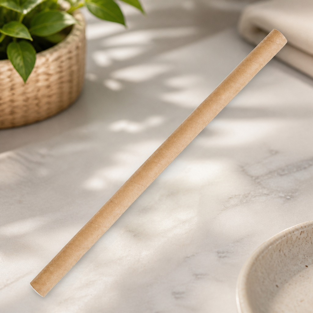 Compostable Paper Smoothie Straws Kraft 250 Pack Commercial Use