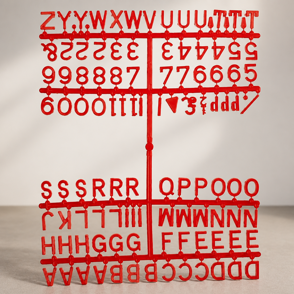Commercial Peg Board Letter Set 660 Characters Red 12mm