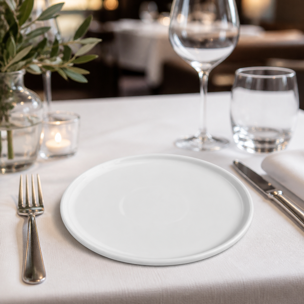 Commercial Whiteware Flat Round Plates 150mm - 6 Pack