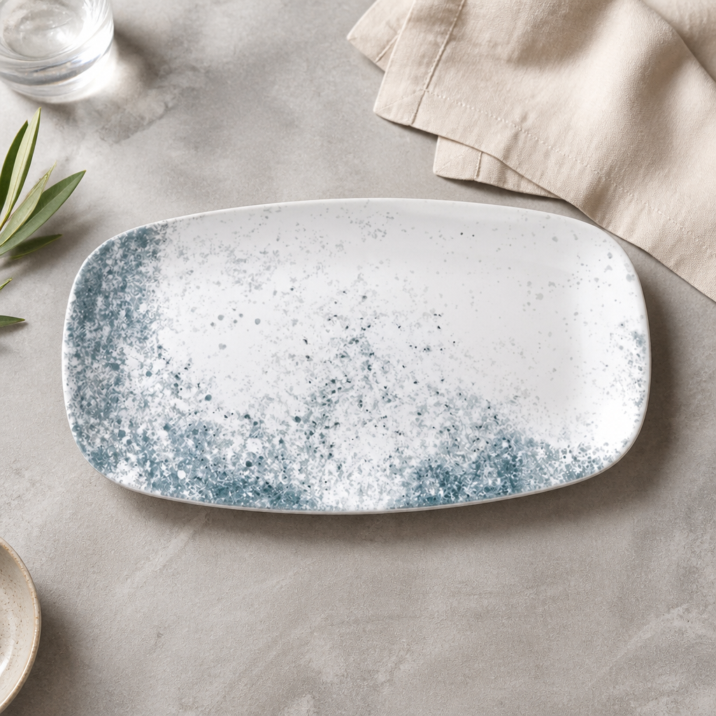 Commercial Oblong Plates 11.75 x 6 Inch Haze Blue 12 Pack