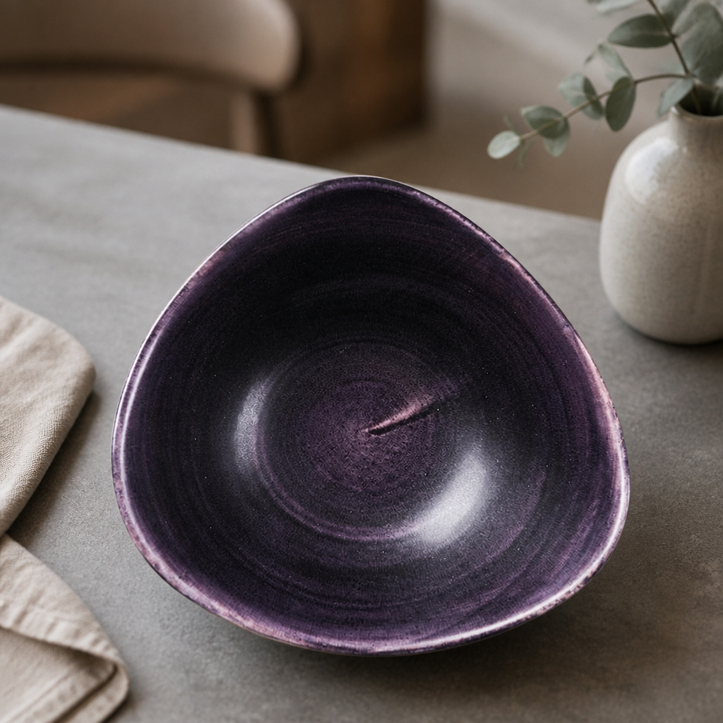Commercial Deep Purple Triangle Bowls 235mm - 12 Pack