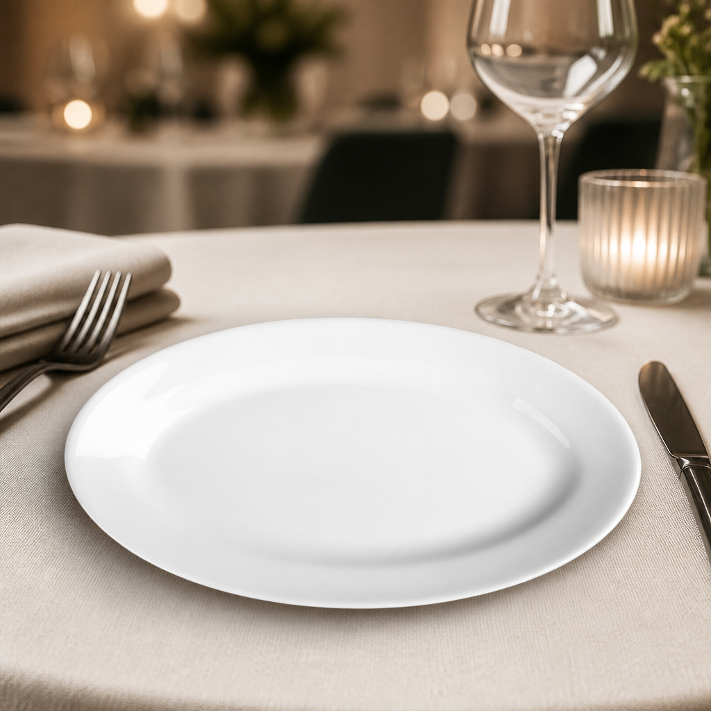 Commercial Oval Serving Plates 230mm Porcelain 12 Pack