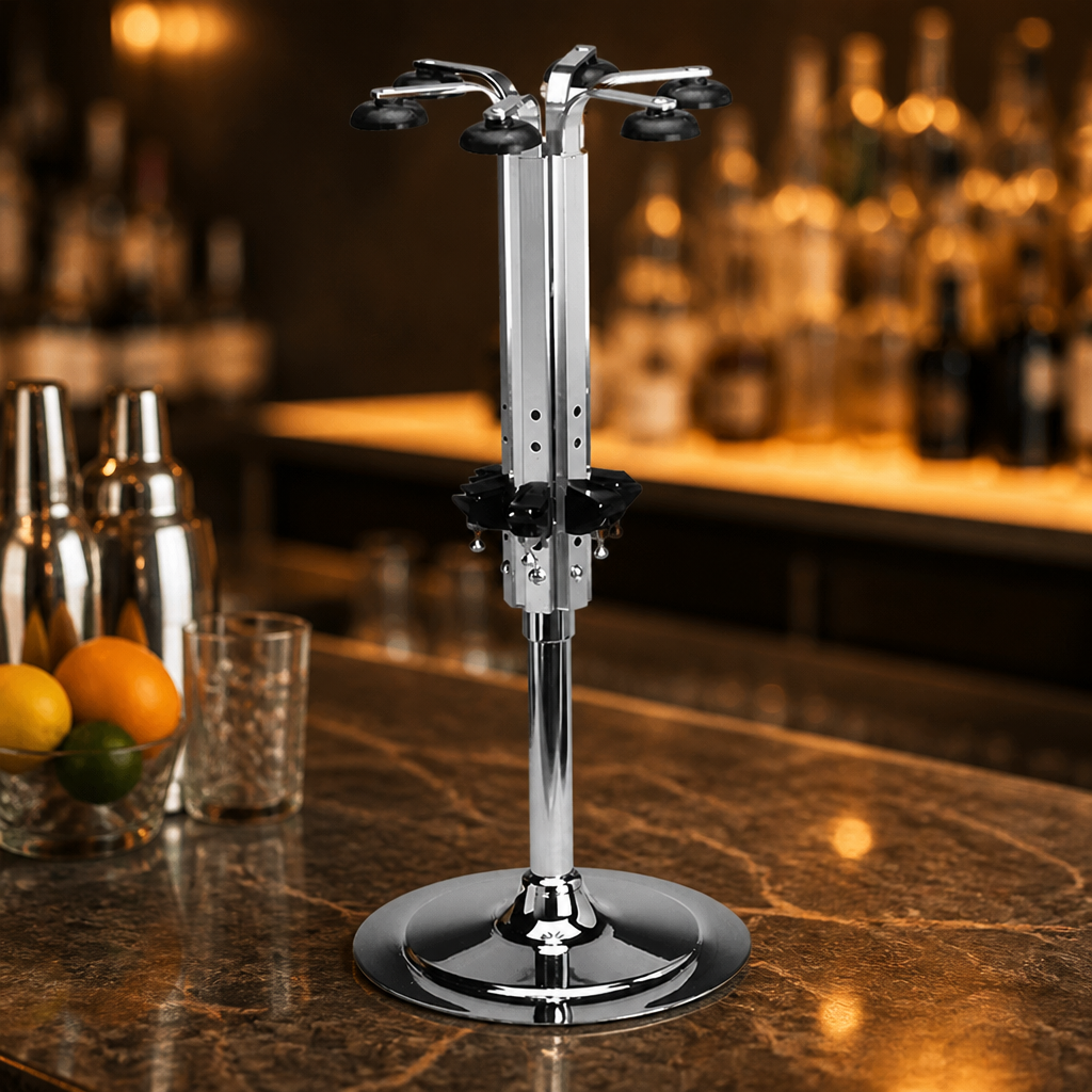 Commercial Rotary 6 Bottle Optics Stand for bar use