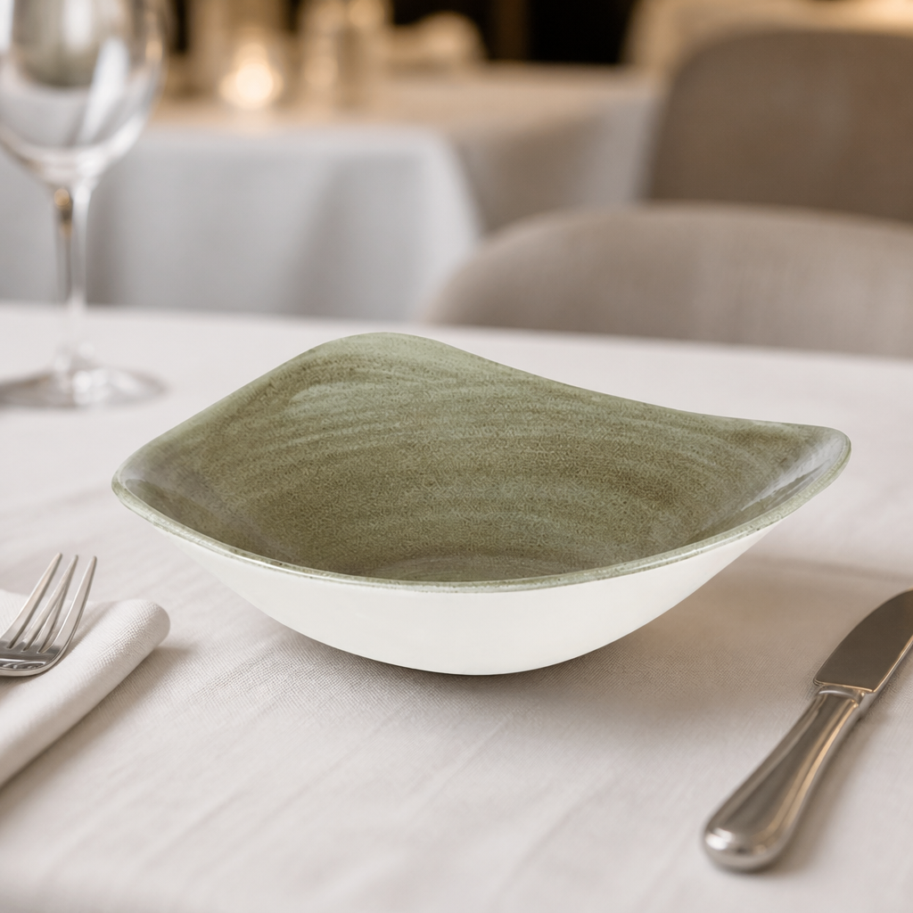Commercial Triangle Bowls 235mm 12 Pack in green