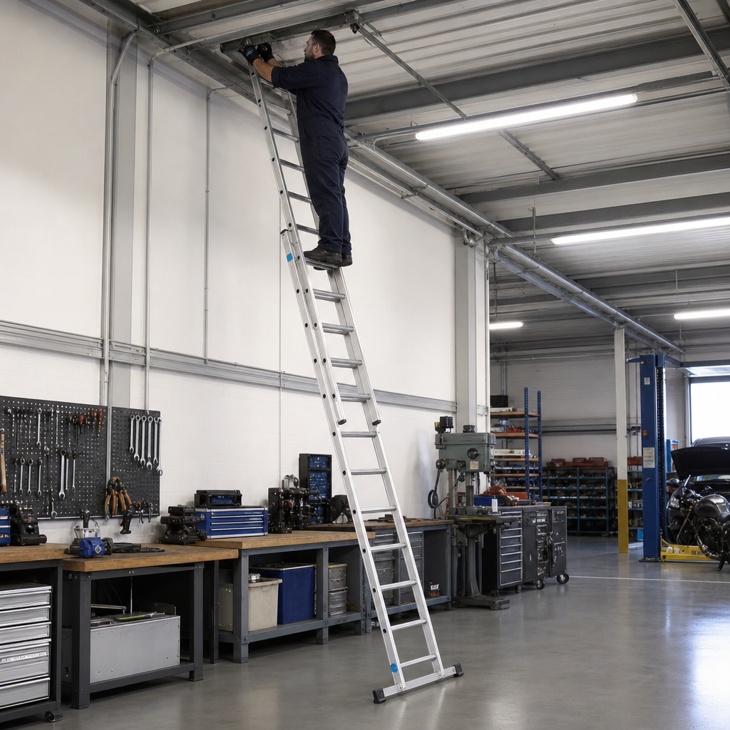 Aluminium Double Extension Ladder with Safety Treads