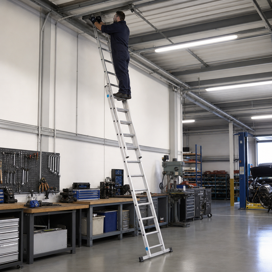 Aluminium Double Extension Ladder with Safety Treads