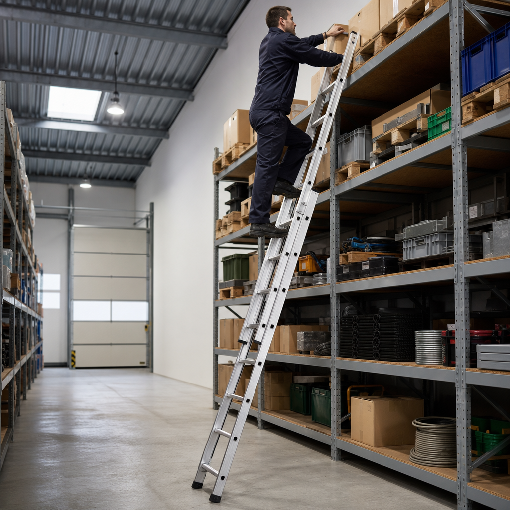 Aluminium Double Extension Ladder with Safety Treads