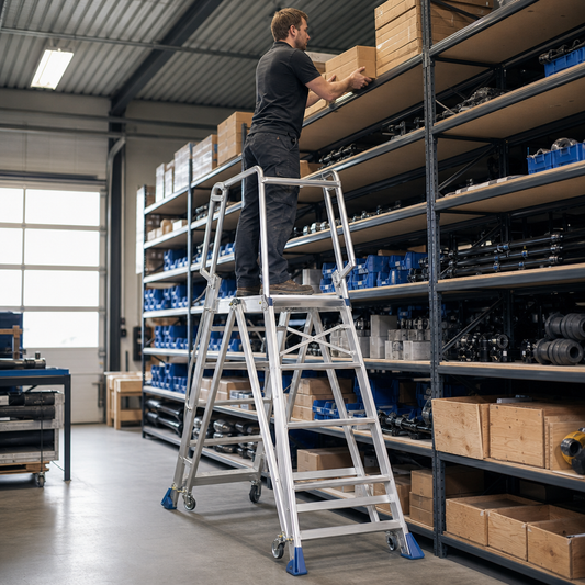 Aluminium Double-Sided Mobile Work Platform Ladder