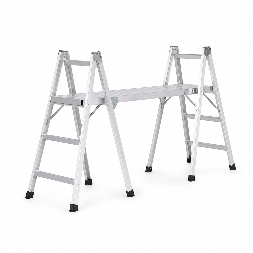 Aluminium Double-Sided Mobile Work Platform Ladder