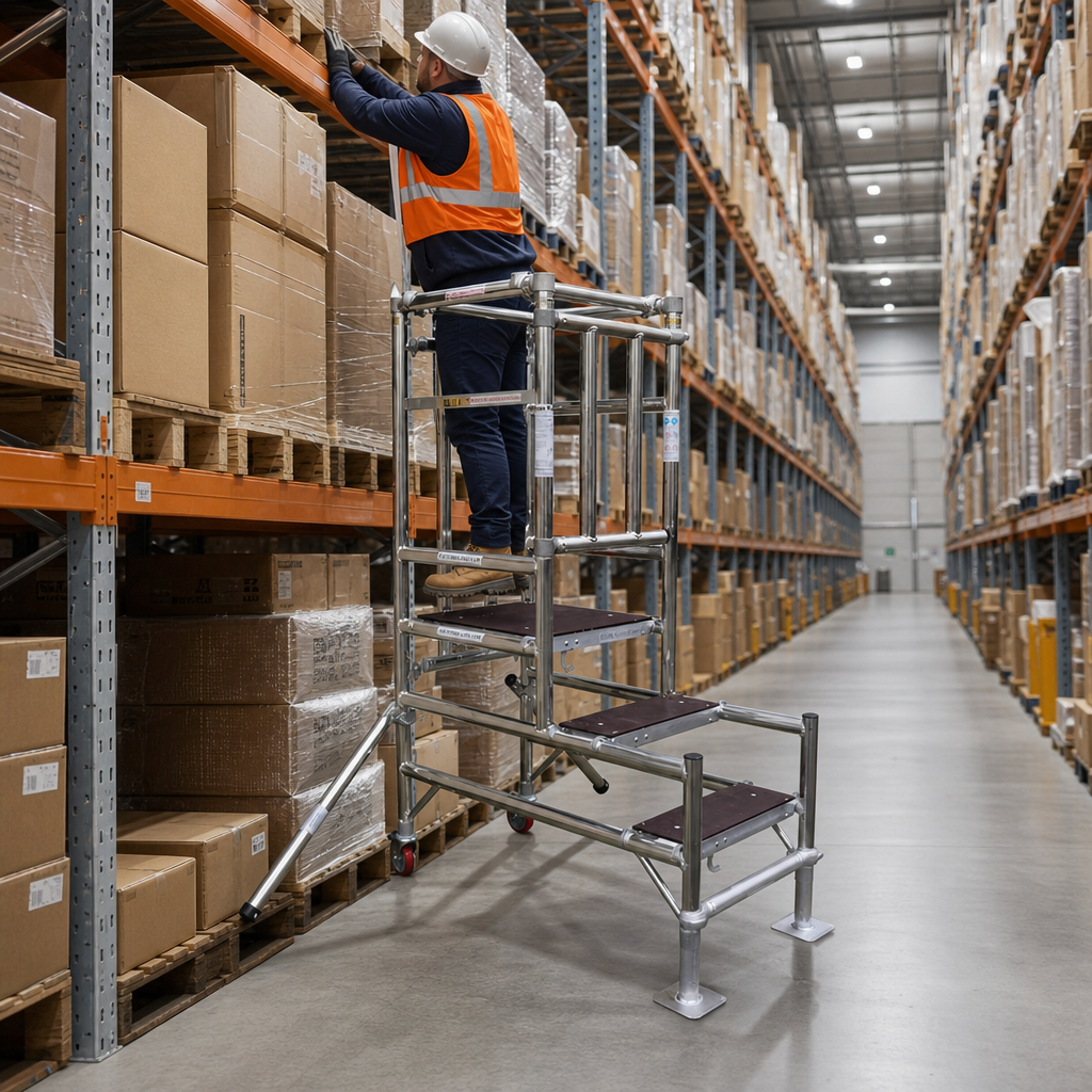 Aluminium Industrial Podium Steps with Guardrails
