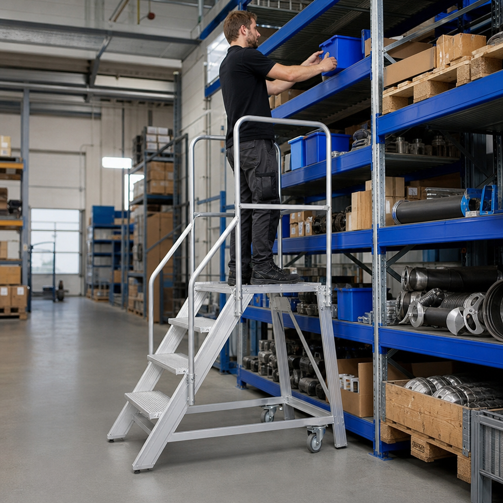Aluminium Mobile Work Platform with Single-Sided Steps