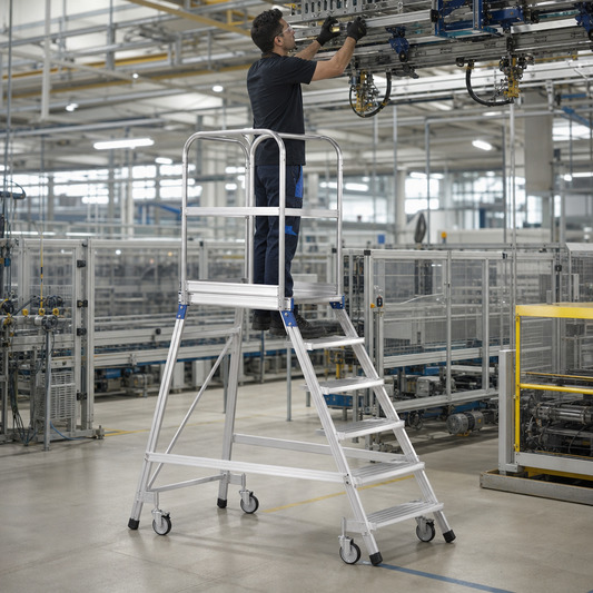 Aluminium Mobile Work Platform with Single-Sided Steps