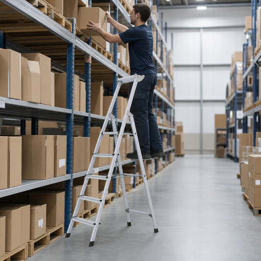Aluminium Platform Step Ladder with Handrail