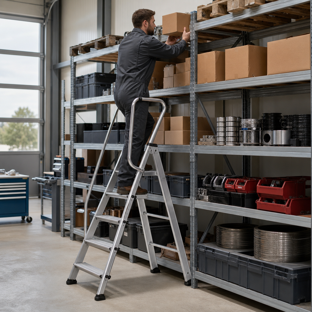 Aluminium Platform Step Ladder with Handrail