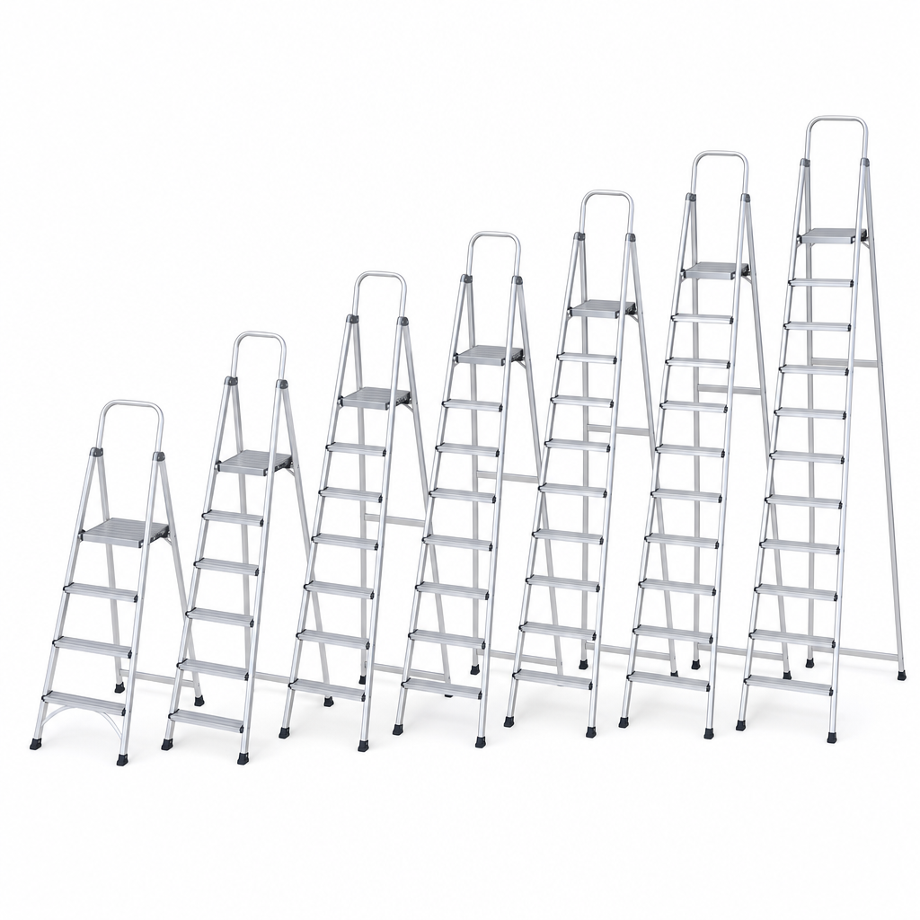 Aluminium Platform Step Ladders with 3 to 10 Steps