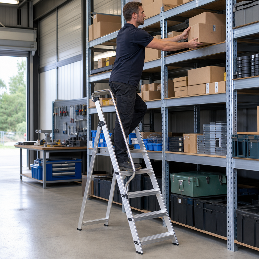 Aluminium Platform Step Ladders with Extra Large Treads