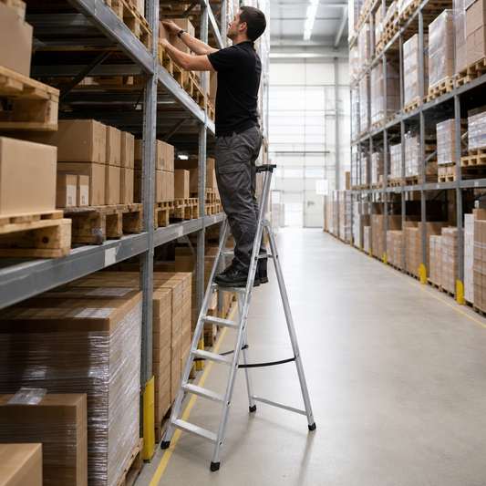 Aluminium Platform Step Ladders with Safety Handrails